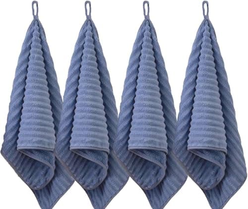 LMMINBZ 4PCS Blue Microfiber Hand Towels for Bathroom Christmas Decorations Quick Dry Small Towel Set for Bathroom Kitchen 14 x29.6inch