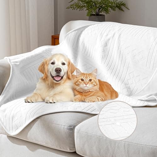 Waterproof Recliner Chair Cover - Washable Double-Sided Velvet and Pattern Reversible Cover for Couch, Bed, Car and Sofa Protection for Dogs (30x40in/White）