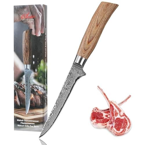 Wakoli EDIB Pro Damascus Meat Cleaver Knife – Japanese Style Kitchen Knife | 5.5-Inch Genuine Damascus Steel Blade with VG10 Core | Ergonomic Pakkawood Handle | Professional Cooking Tool in Gift Box