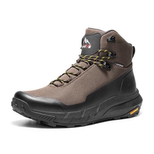 NORTIV 8 Men's Mid Waterproof Hiking Boots Outdoor Lightweight Breathable Trekking Camping Mountaineering Shoes HydroTrek,Size 9.5,Dark Brown,NMUMHB2504