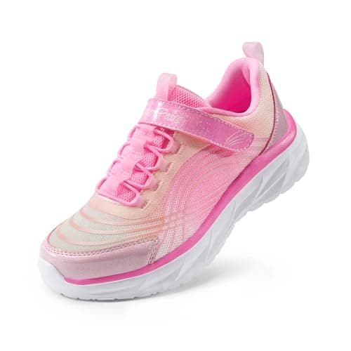 DREAM PAIRS Girls Shoes Sneakers Kids Tennis Shoes Sparkle ColorBurst Lightweight Running Casual Walking Shoes,Size 6 Big Kid,Pink,SDRS2405K