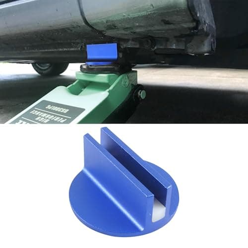 Lonuxi Magnetic Jack Pad, Universal 0.37" Slotted Aluminum Grooved Jack Puck Pinch, Pinch Weld Frame Rail Adapter with Large Slotted for Most Cars (Blue)