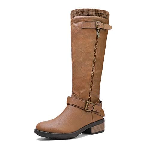 DREAM PAIRS Women's Knee High Boots Wide Calf Low Heel Riding Boots Fall Tall Boots for Women,Size 8,Camel-Wide-T,UTAH-W
