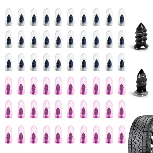 Zesllwid 60 PCS Tire Repair Rubber Nail Kit, Self-Tapping Spiral Screws for Tubeless Tires - Upgrade Emergency Puncture Fix Tools for Car/Truck/Motorcycle/Tractor