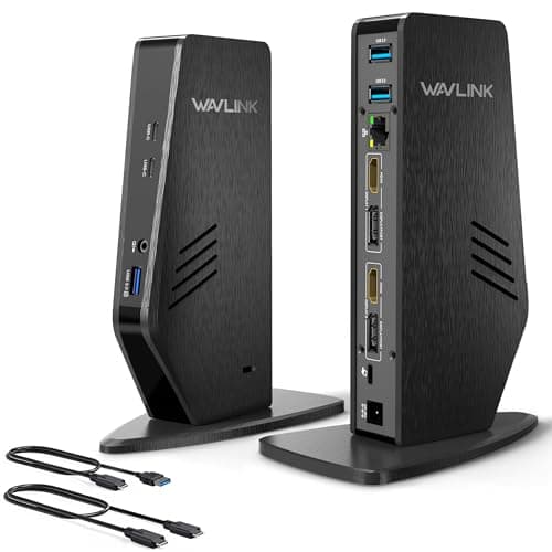 WAVLINK Universal Laptop Docking Station - Dual Monitor Support for Windows and Mac, 5K/Dual 4K@60Hz (2 HDMI, 2 DP, 3 USB, 2 USB-C, Ethernet, Audio&Mic)