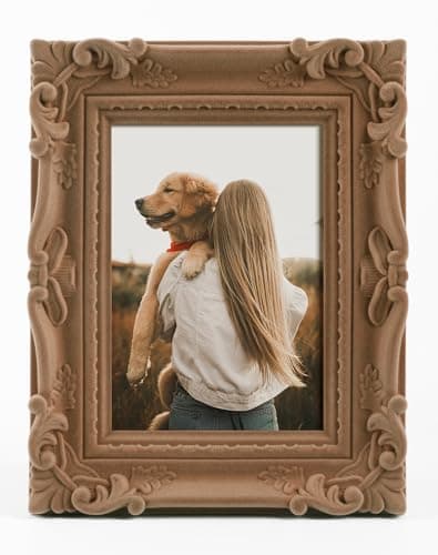 FOLKOR Brown Picture Frame 4x6 with Real Glass for Drawings Prints