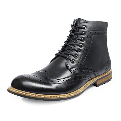Bruno Marc Men's Dress Ankle Motorcycle Boots,Size 8.5,Black,BERGEN-01