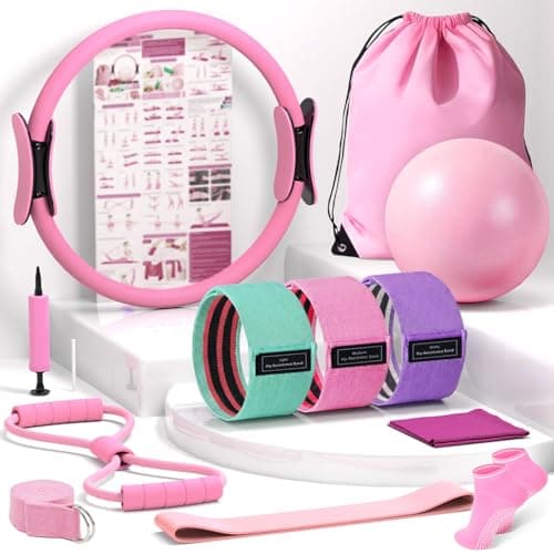 Pilates Kit for Home Workout, All-in-One Yoga Pilates Equipment with 14.5" Pilate Ring and Small Exercise Ball Set, Pilates Essentials Gym Accessories for Women at Home