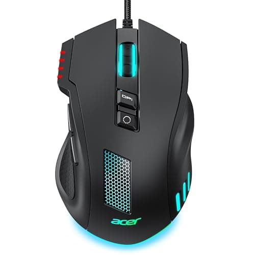 Acer Wired Gaming Mouse, 12,800 DPI RGB Ergonomic Computer Mouse for PC