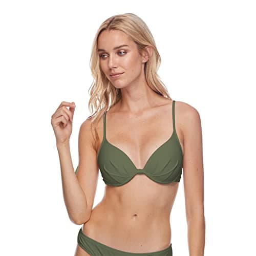 Body Glove womens Smoothies Greta Solid Molded Cup Push Up Underwire Swimsuit Bikini Top, Cactus, X-Small US