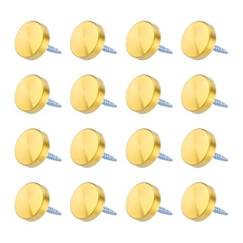 OYWOBET 16 Set Brass Decorative Screws Caps Covers, Gold Decorative Screws with Caps 0.63"/16mm for Mirrors, Furniture, Signage, Advertising Hardware