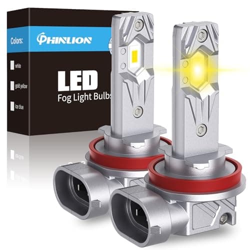 PHINLION H11 LED Fog Light Bulbs 3000K Golden Yellow, 12000 Lumens 800% Brightness Super Bright H16 H8 LED Fog Lights, 1:1 Mini Size, Plug and Play, Pack of 2