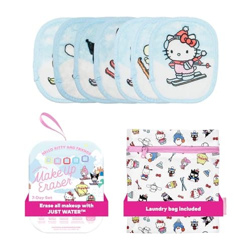 The Original MakeUp Eraser 7-Day Set, Erase All Makeup With Just Water, Including Waterproof Mascara, Eyeliner, Foundation, Lipstick, Sunscreen, and More! Hello Kitty Skiing, 7ct