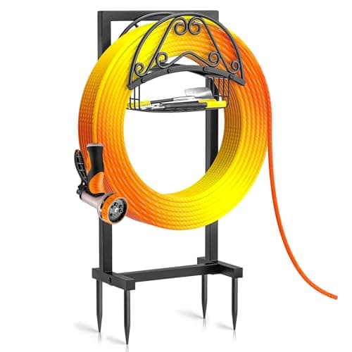DAYSUP Garden Hose Holder for Outside, Metal Freestanding Hose Rack