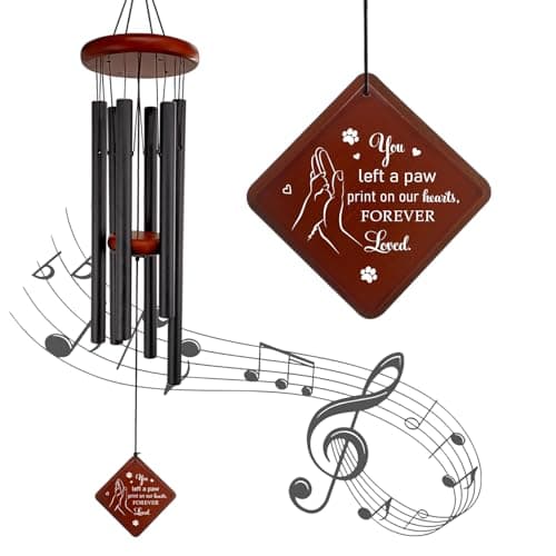 Pet Memorial Gifts for Loss of Dog, 26" pet Memorial Wind Chimes for Outside, Loss of Dogs Sympathy Gift, You Left a paw Print on Our Hearts in Memory of Pets Windchimes