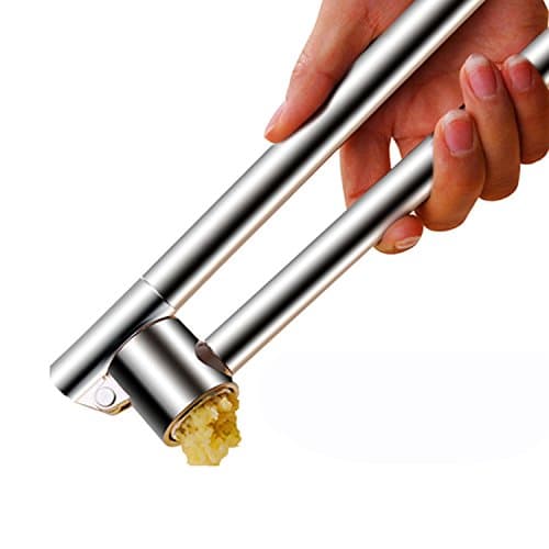 Stainless Steel Garlic Press Extended Handle Heavy Duty Garlic Mincer and Crusher Manual Kitchen Tool