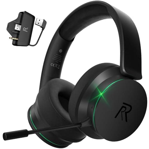 RYR Wireless Gaming Headset for Xbox Series X|S, Xbox One, PS5, PS4, Switch, Mac, Bluetooth 5.3, 3D Surround Sound, Rotatable Earmuffs, Gaming Headphones with Noise Canceling Microphones-Blackgreen