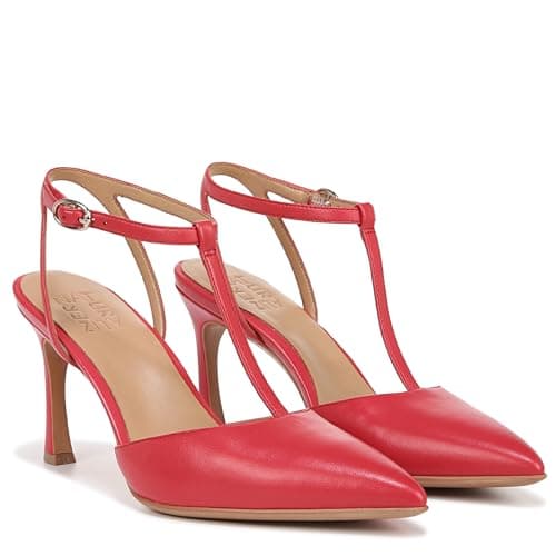 Naturalizer Womens Astrid Pointed Toe T-Strap Pump Crantini Red Leather 8.5 N