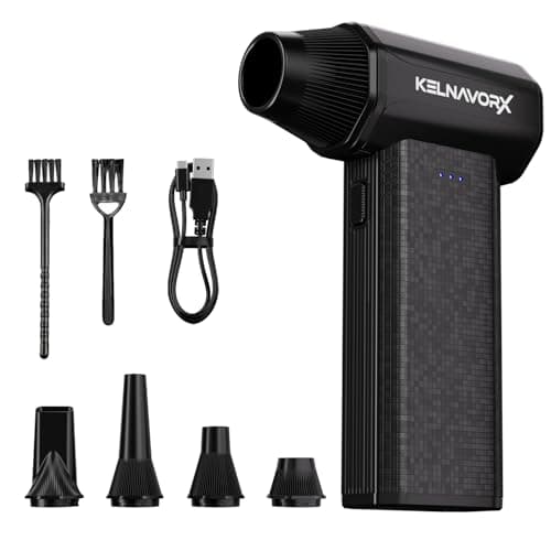 KELNAVORX Compressed Air Duster, 110000RPM Electric Air Duster, 3-Gear Mini Blower with Fast Type-C Charging, Turbo Fan Dust Blower for Computer, Keyboard, PC, Car, Home and Electronics