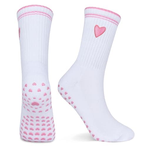 Raigoo Grip Non-slip Cute Pilates Socks for Yoga,Barre,Reformers US Shoe Sizes 5-11 (US, Numeric, 5, 11, Regular, Regular, 1 Pair Pink)