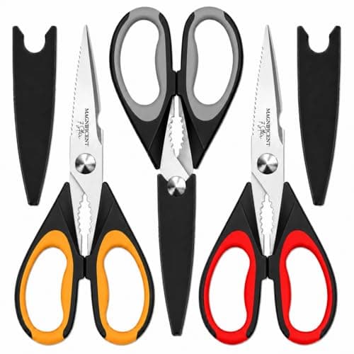 Magnificent 3 Pack Kitchen Scissors All Purpose Heavy Duty, Kitchen Shears