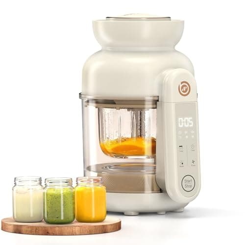 BabyNutri Auto Baby Food Maker, Glass Baby Food Mill, Baby Blender & Steamer and Puree Maker with Auto Cooking, Easy Cleaning, Touch Screen, Dishwasher Safe(12oz)
