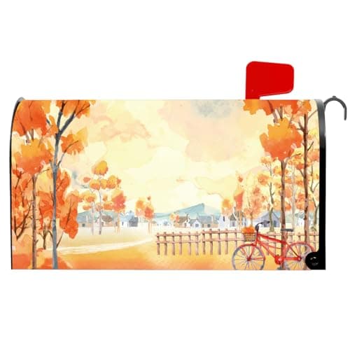 Fall Maple Leaves Mailbox Cover Autumn Waterproof Post Letter Box for Outdoor Garden Yard Decor Standard Size 18 X 21 Inch