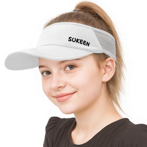Sukeen Kids Sun Visor Hats for Girls Boys,Lightweight Sports Hat UPF50+ Sun Hat Cooling Headwear Visor for Running Outdoors (Beige)