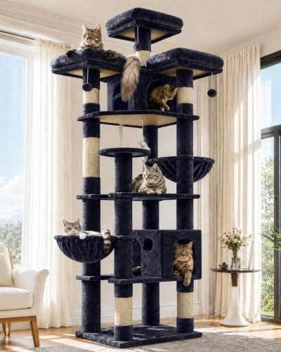 Globlazer Cat Tree Tower for Multiple Adult Cats, 82in, F82, Dark Grey