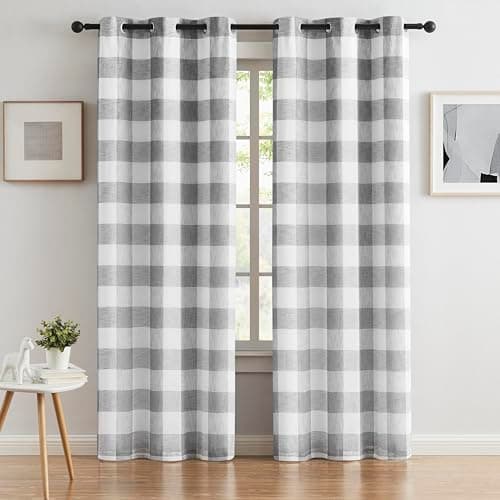 Bapawfish Long Buffalo Plaid Full Blackout Window Curtains with Liner