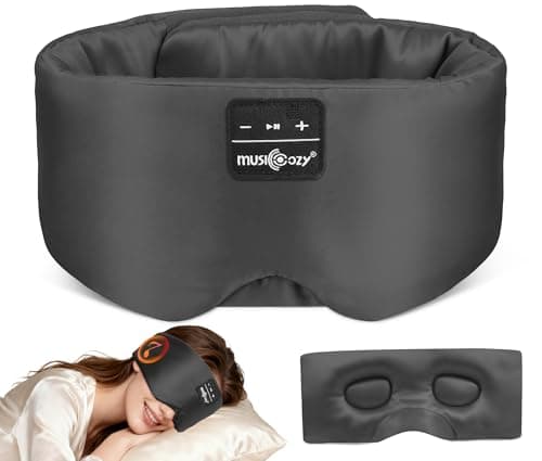 MUSICOZY 3D Silk Bluetooth Sleep Mask Headphones, Mulberry Silk Eye Mask with Ultra-Thin Wireless Speakers, Bluetooth 5.4 Sleeping Headphones for Side Sleepers, Music Sleep Mask Gifts for Men Women