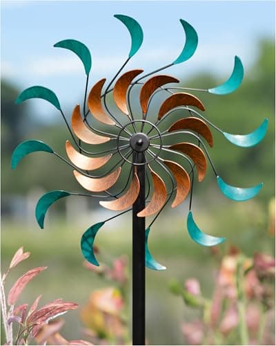 Cyan Oasis Wind Spinners Outdoor - Metal Windmill for Yard, Garden Spinners with Stake, Yard Art, Ideal Lovely Gift for Family Friends(13'' W x 54'' H)