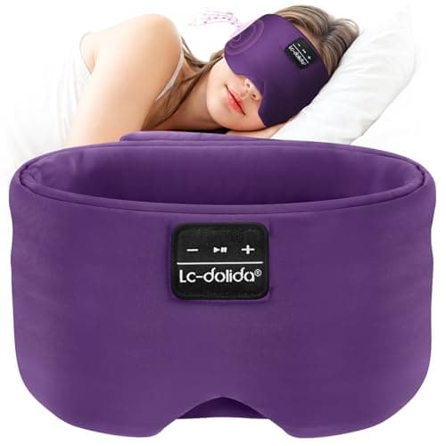 LC-dolida Sleep Mask with Bluetooth Headphones, Ice Silk Sleep Headphones with Bluetooth 5.4, Total Blackout Eye Mask for Sleeping, Sleep Soft Mask for Women Men, All Night Sleep, Travel(Purple)