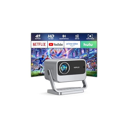[4000 ANSI & Now with Netflix] 4K Projector with WiFi and Bluetooth, Auto Focus Keystone Smart Projector Display Booths, Outdoor Projector with Adjustable Stand