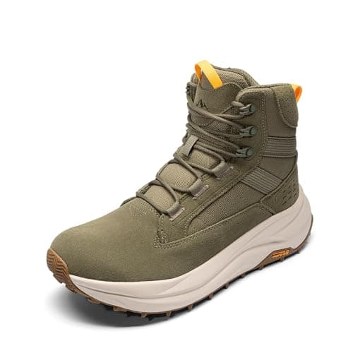 NORTIV 8 Men's Wide Toe Box Work Military Tactical Boots Barefoot Hiking Low Drop Leather Side Zipper Motorcycle Combat Boots Pikes,Size 8,Olive,SNMT25001M