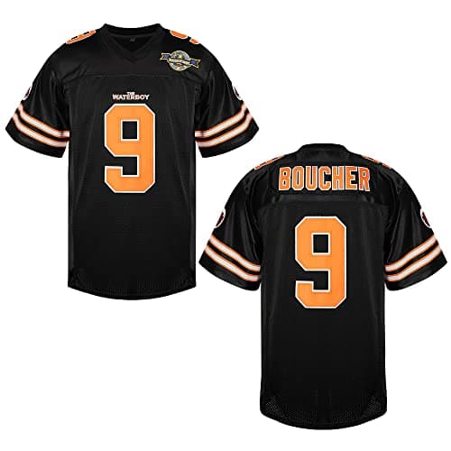 Bobby Boucher Football Jersey 9 The Waterboy Adam Sandler Mud Dogs Bourbon Bowl Movie Jersey White Black Blue Orange S-3XL (Small,9 Black)