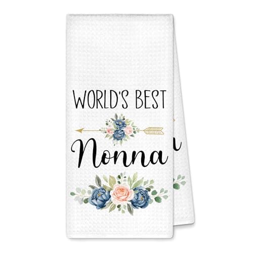 SHQIEUDH Nonna Gifts Kitchen Towels Decorative, Grandma Gifts for Mother's Day from Grandkids Dish Towels Dishcloths Tea Towel, World's Best Nonna Hand Towel Decor for Bathroom Kitchen, 16x24Inch