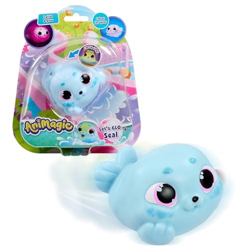 Animagic Let's Glo Seal Blue Stars | Squishy Aquatic Best Friend Floats in Water and Glows | Tactile Sensory Play for Kids Ages 4+
