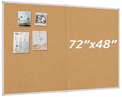 MaxGear Foldable Notice Boards 72" x 48", Large Cork Bulletin Board with Sliver Aluminium Frame, 6' x 4' CorkBoards for Wall, Pinboard for Office, School & Home
