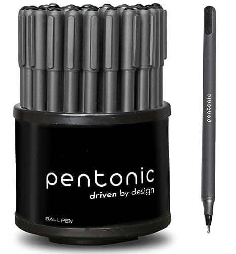 Pentonic Ballpoint Pens In Pen Organizer, Bulk 50 Count, Black Ink, 1.0 mm Medium Point, Smooth Writing For Journaling, Office & School (PEN12537)