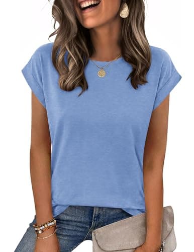 Zeagoo Womens Tops Summer Casual Cap Sleeve Tshirts Shirts Business Blouses