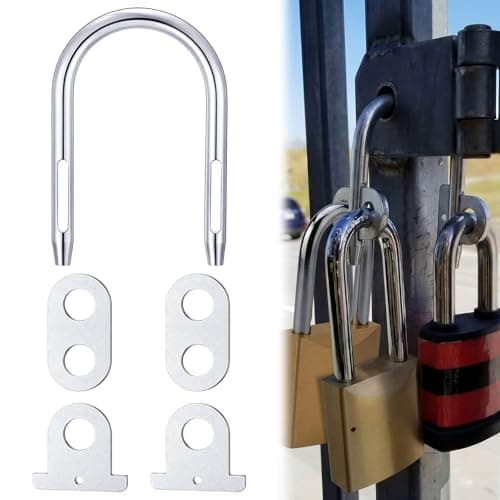 Otoolling 1 Set 4 Lock Gate Padlock Lock System Include U Bolt and Links for School Districts Federal Government Utility Companies and More(Padlocks Not Included)