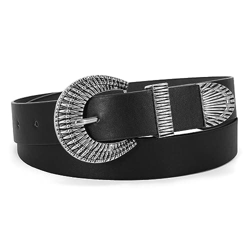 Western Leather Belt for Women Vintage Design Buckle Waist Belt for Jeans Dress