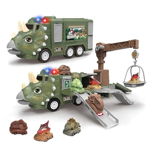 ToyFinity Dinosaur Truck with Cars for Boys and Girls Ages 3+
