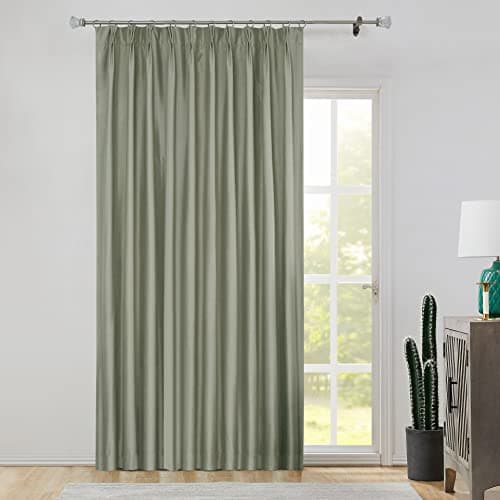Central Park Sage Full Blackout Pinch Pleat Curtain with Hooks, 58"x84"x1