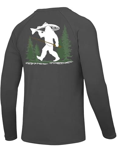 Twekfish Men's UPF 50+ Fishing Shirt, Long Sleeve UV Protection Sun Shirt, Quick Dry Rash Guard Tee for Hiking Running, Bigfoot Graphic