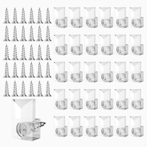 30Pcs Mirror Hanging KIT - Mirror Clips for Frameless Mirror & Wall MOUNTING - Mirror Hangers for The Wall - Mirror Holder Clips - Hangers - Clear Plastic Mirror Clips Kit for Frameless Mirrors