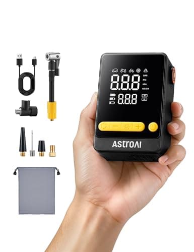 AstroAI L10 Mini Bike Pump,150PSI Air Pump for Car Tires with Tire Pressure Gauge,Tire Inflator Portable Air Compressor with LED Light,Tire Inflator for Cars,Bikes,Motorcycles,Balls,Car Accessories