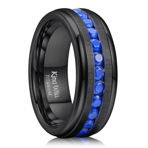 King Will Men Titanium Rings Cubic Zirconia Size 9
