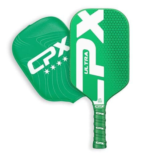 CPX Ultra Series Fiber-Reinforced Friction Surface Pickleball Paddle - 16mm Polypropylene Honeycomb Core, Lightweight for Speed (Emerald)